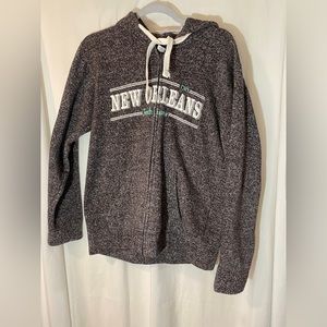 New Orleans french quarter Long Rock full zip hoodie women’s large heather brown